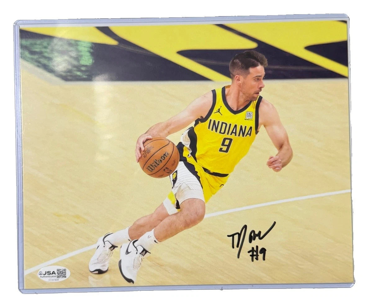 TJ McConnell Signed 8x10 Indiana Pacers Dribble Photo JSA