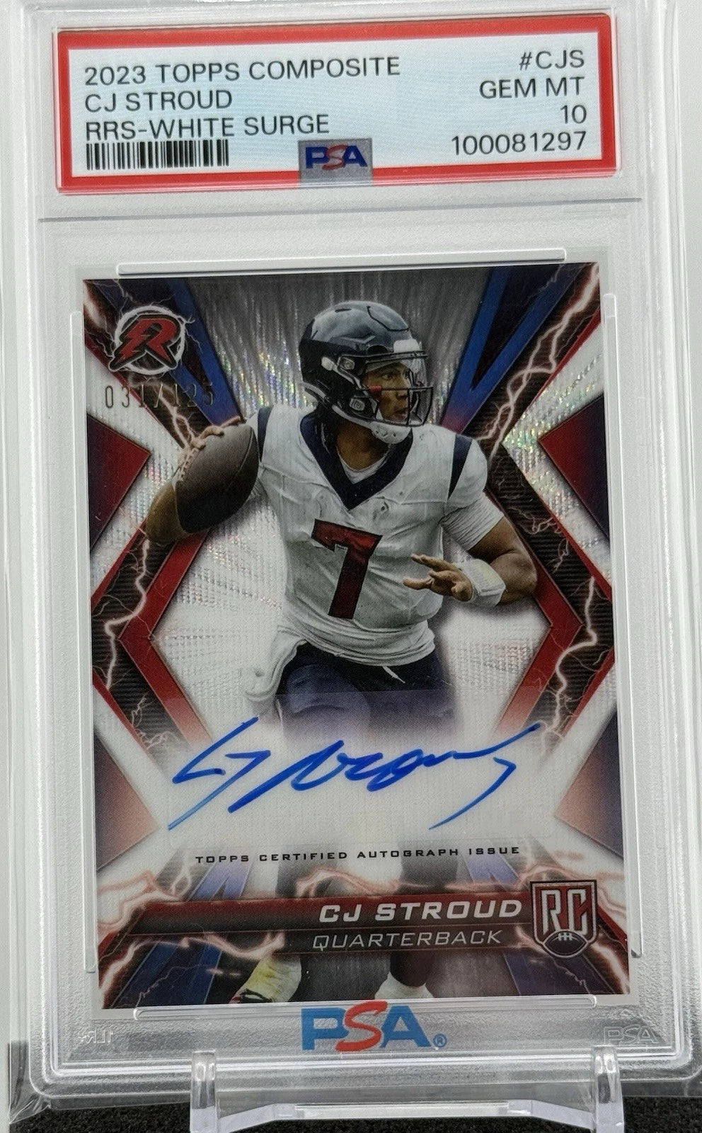 2023 Topps Resurgence CJ Stroud RC White Surge Refractor Auto /125 PSA 10