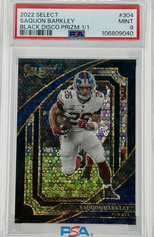 2022 Select Saquon Barkley Black Disco Prizm 1/1 PSA 9