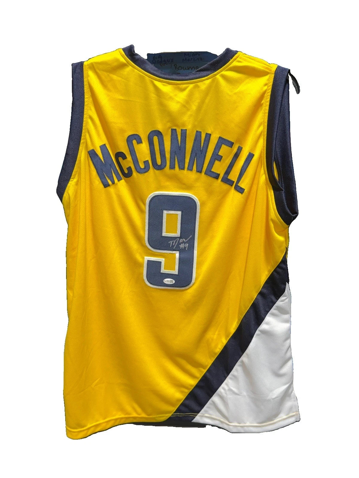 TJ McConnell Signed Yellow Indiana Pacers Custom Jersey JSA Size XL