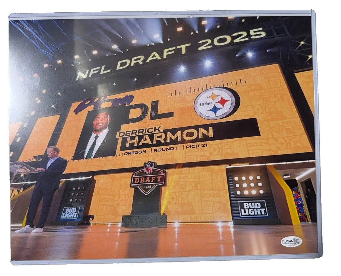 Derrick Harmon Signed Blue 11x14 Pittsburgh Steelers Draft Photo JSA